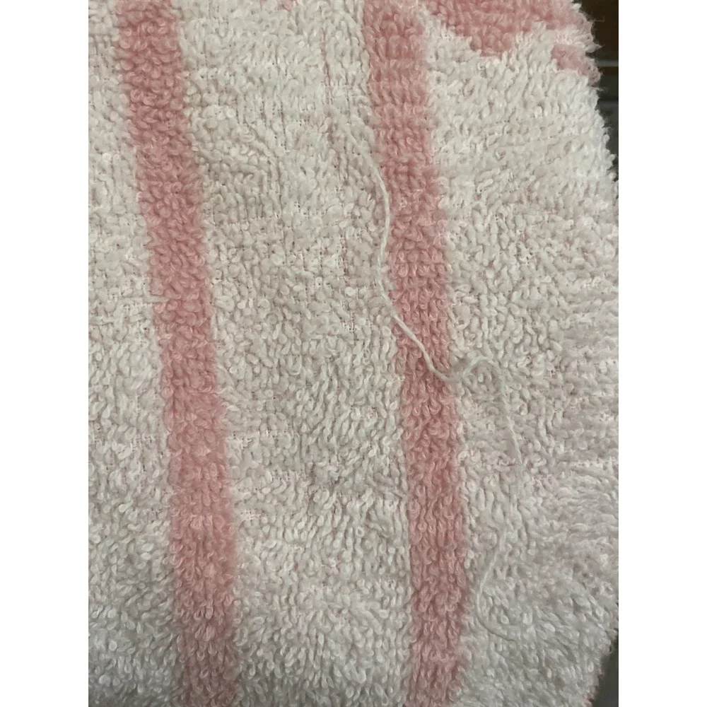 Vtg Colormate Stevens 3 Piece Towel Set Pink White Rose Stripe Bath‎ Hand Wash